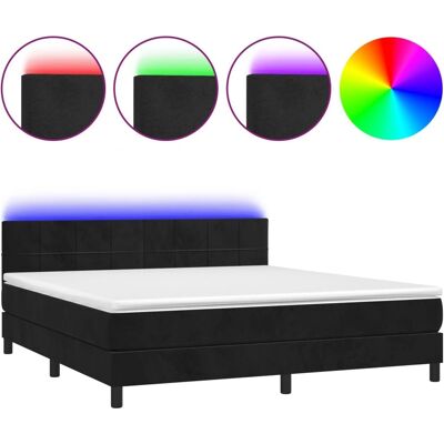 MAISONCHIC Bett 160x200 Samt LED Schwarz MAISONCHIC Bett 160x200 Samt LED Schwarz