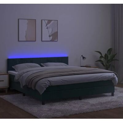 Maisonchic Bett mit Matratze & LED - Dunkelgrüner Samt 160x200cm Maisonchic Bett mit Matratze & LED - Dunkelgrüner Samt 160x200cm