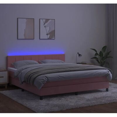 vidaXL Pinkes Samtbetten mit LED & Federkern - Bett vidaXL Pinkes Samtbetten mit LED & Federkern - Bett