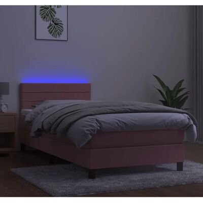 vidaXL Rosa fløjseng med LED, Model: 90x200 cm, Justerbart hovedgærde vidaXL Rosa fløjseng med LED, Model: 90x200 cm, Justerbart hovedgærde