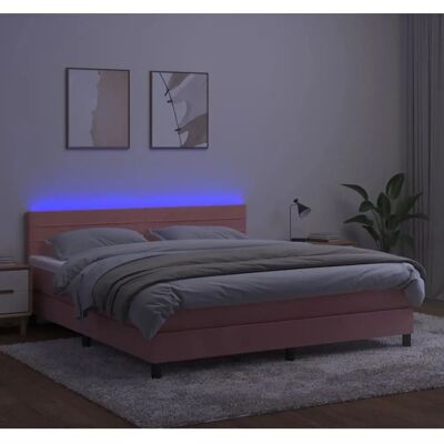 vidaXL Rosa Samt Bett mit LED - Bett vidaXL Rosa Samt Bett mit LED - Bett