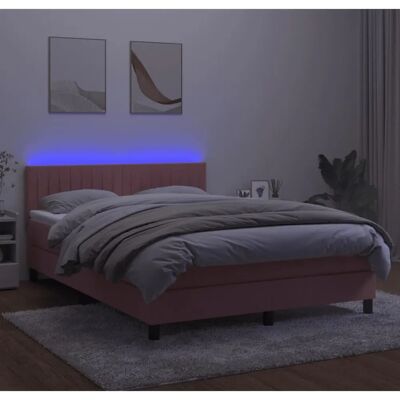 vidaXL Rosa Samtbettschlafzimmer mit LED - Bett vidaXL Rosa Samtbettschlafzimmer mit LED - Bett