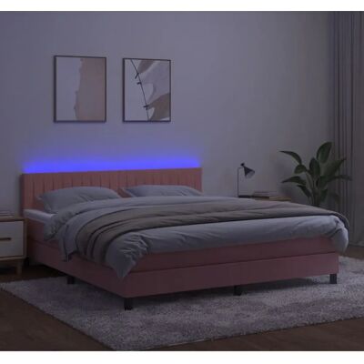 vidaXL Rosa Samtbett mit LED - Bett vidaXL Rosa Samtbett mit LED - Bett