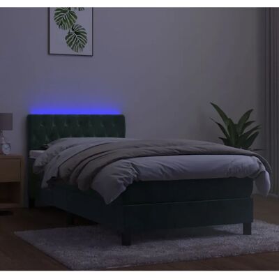 Jinlefu - Bett mit Stauraum und LED - Samt Dunkelgrün 90x200cm Jinlefu - Bett mit Stauraum und LED - Samt Dunkelgrün 90x200cm