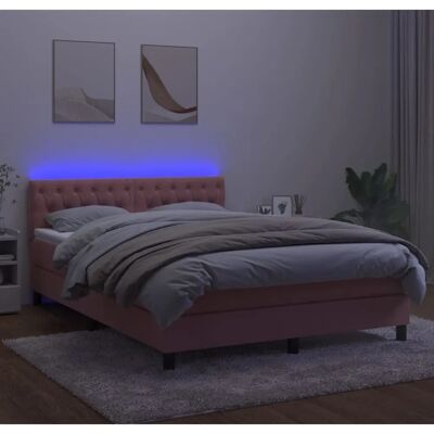 vidaXL Rosa Samt Bett mit LED - Bett vidaXL Rosa Samt Bett mit LED - Bett