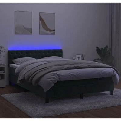Jinlefu Donkergroene Fluwelen Bed met LED 140x200cm Jinlefu Donkergroene Fluwelen Bed met LED 140x200cm