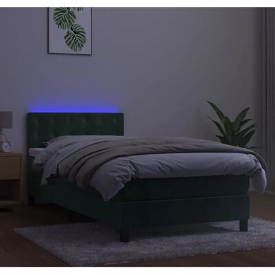 Vidaxl Dunkelgrüne Samtbetten mit LED, 80x200 cm Vidaxl Dunkelgrüne Samtbetten mit LED, 80x200 cm