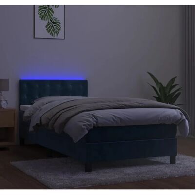 Maisonchic Blaues Samtbett mit LED - Bett Maisonchic Blaues Samtbett mit LED - Bett