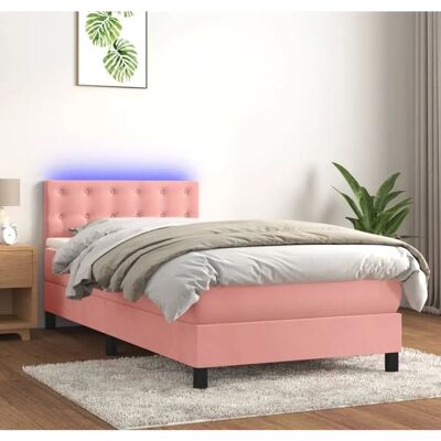 vidaXL Rosa Samtbettenbett mit LED - Bett mit Stauraum und LED-Lichtern vidaXL Rosa Samtbettenbett mit LED - Bett mit Stauraum und LED-Lichtern