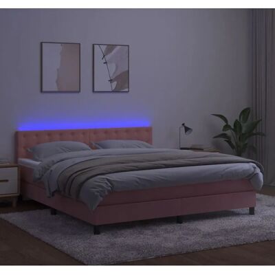 vidaXL Pinkes Sammetbett mit LED, 160x200 cm vidaXL Pinkes Sammetbett mit LED, 160x200 cm