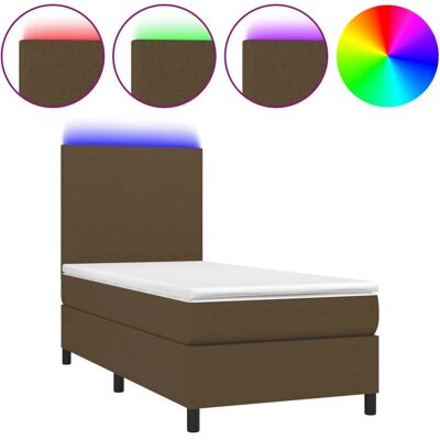 vidaXL Bett mit LED, 90x190cm, Dunkelbraun - Bett vidaXL Bett mit LED, 90x190cm, Dunkelbraun - Bett