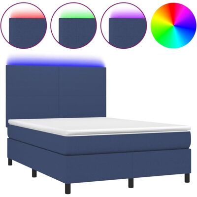 Jinlefu Blaue Stoffbett mit LED, 140x200 cm - Bett Jinlefu Blaue Stoffbett mit LED, 140x200 cm - Bett