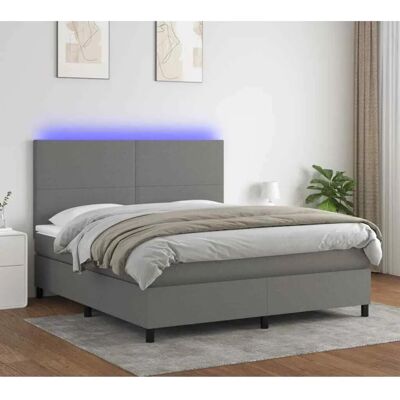 MAISONCHIC Bett mit Matratze und LED - Dunkelgrau - 160x200cm MAISONCHIC Bett mit Matratze und LED - Dunkelgrau - 160x200cm