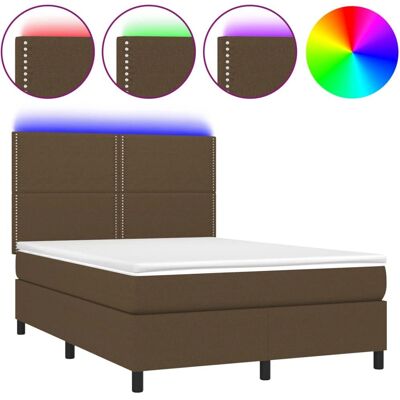 vidaXL Bett mit LED und Matratze - Modern Dunkelbraun 140x190cm vidaXL Bett mit LED und Matratze - Modern Dunkelbraun 140x190cm