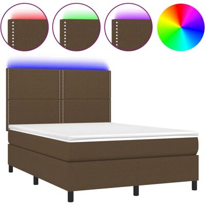 vidaXL Dunkelbraune Bett mit LED & Taschenfederkernmatratze vidaXL Dunkelbraune Bett mit LED & Taschenfederkernmatratze