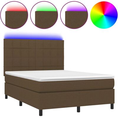 VidaXL Bett mit Matratze & LED - Dunkelbraun - Bett VidaXL Bett mit Matratze & LED - Dunkelbraun - Bett