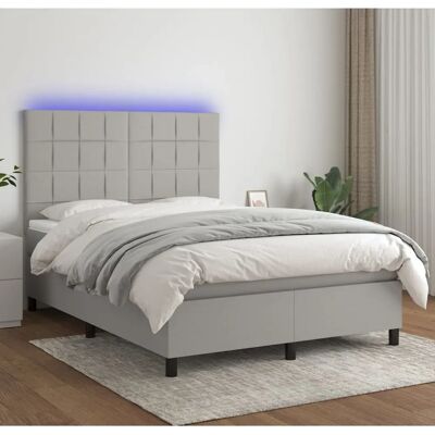 vidaXL Bett mit LED 140x200cm - Grau vidaXL Bett mit LED 140x200cm - Grau