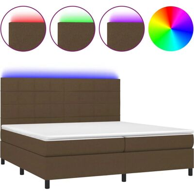 vidaXL Boxspringbett mit Matratze & LED Dunkelbraun 200x200cm vidaXL Boxspringbett mit Matratze & LED Dunkelbraun 200x200cm