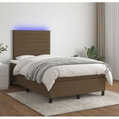 vidaXL 120x200cm Dunkelbraunes modernes Bett mit LED & Stauraum vidaXL 120x200cm Dunkelbraunes modernes Bett mit LED & Stauraum