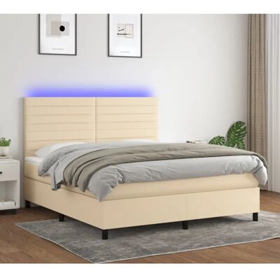 vidaXL Creme Bett mit LED und Taschenfederkern vidaXL Creme Bett mit LED und Taschenfederkern