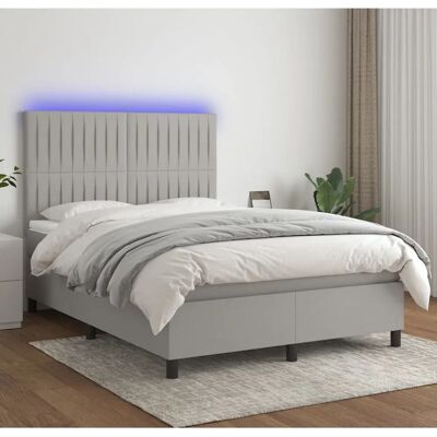 Cama Gris Claro con LED, Modelo: 140x200 cm - Cama Cama Gris Claro con LED, Modelo: 140x200 cm - Cama