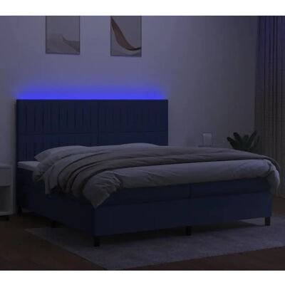 vidaXL Boxspring seng med LED og Madras - Blå 200x200 cm vidaXL Boxspring seng med LED og Madras - Blå 200x200 cm