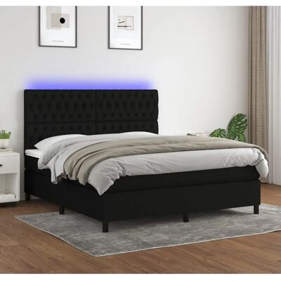 MaisonChic Bett mit Matratze und LED - 180x200cm Schwarz MaisonChic Bett mit Matratze und LED - 180x200cm Schwarz