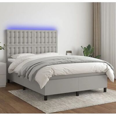 MAISONCHIC Bett mit Matratze & LED - Hellgrau - Bett MAISONCHIC Bett mit Matratze & LED - Hellgrau - Bett