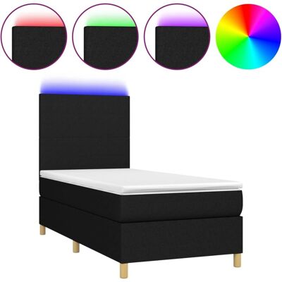 MAISONCHIC Bett mit Matratze und LED - Einzel Schwarz 90x200cm MAISONCHIC Bett mit Matratze und LED - Einzel Schwarz 90x200cm