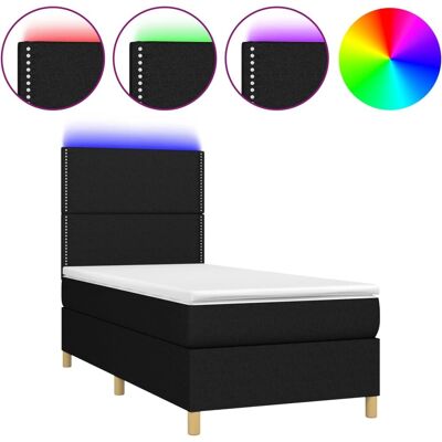 vidaXL Boxspringbett mit Matratze & LED - Schwarz, 100x200cm vidaXL Boxspringbett mit Matratze & LED - Schwarz, 100x200cm