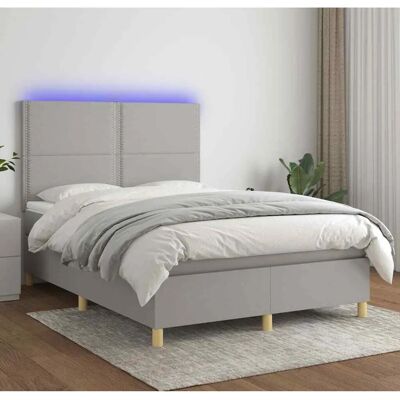 MAISONCHIC Bett mit Matratze & LED - Hellgrau 140x200cm MAISONCHIC Bett mit Matratze & LED - Hellgrau 140x200cm