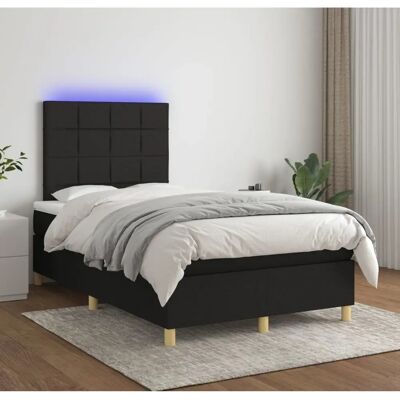 vidaXL Schwarzes Stoffbett mit LED, Modell B - Bett vidaXL Schwarzes Stoffbett mit LED, Modell B - Bett