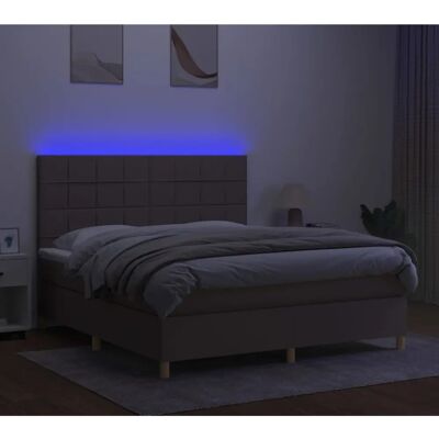 vidaXL Taupe Stoffbett mit LED & Taschenfederkern - Bett vidaXL Taupe Stoffbett mit LED & Taschenfederkern - Bett
