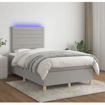 Lit en tissu gris clair avec LED - Lit - Publicité Lit en tissu gris clair avec LED - Lit - Publicité