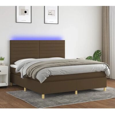 vidaXL Boxspringbett mit Matratze & LED - 160x200 cm Dunkelbraun vidaXL Boxspringbett mit Matratze & LED - 160x200 cm Dunkelbraun