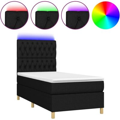 vidaXL Schwarzes Stoffbett mit LED & Matratze - Schlafzimmermöbel vidaXL Schwarzes Stoffbett mit LED & Matratze - Schlafzimmermöbel