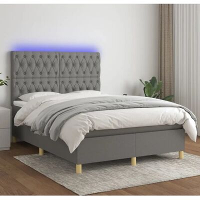 MAISONCHIC Bett mit LED-Lichtern - 140x190cm, Dunkelgrau, Taschenfederkern MAISONCHIC Bett mit LED-Lichtern - 140x190cm, Dunkelgrau, Taschenfederkern