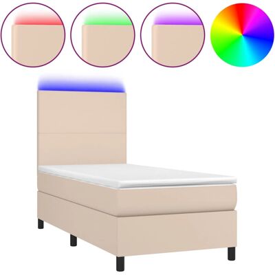 vidaXL Boxspringbett mit LED, Kunstleder, Höhenverstellbar vidaXL Boxspringbett mit LED, Kunstleder, Höhenverstellbar