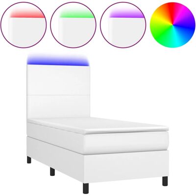 vidaXL Bett mit LED, 100x200cm, Weiß, Modell 3135808 - Bett vidaXL Bett mit LED, 100x200cm, Weiß, Modell 3135808 - Bett