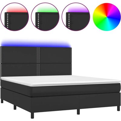 vidaXL Bett mit Matratze & LED - Schwarz - Bettart vidaXL Bett mit Matratze & LED - Schwarz - Bettart