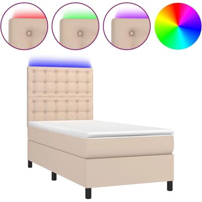 vidaXL Boxspringbett mit Matratze & LED - Braun vidaXL Boxspringbett mit Matratze & LED - Braun
