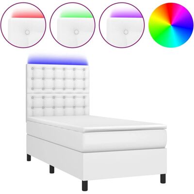 vidaXL Bett mit LED, 100x200cm, Weiß, Modell 3135928 - Bett vidaXL Bett mit LED, 100x200cm, Weiß, Modell 3135928 - Bett