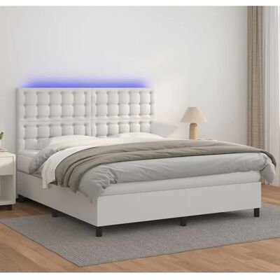 Maisonchic Weiß 160x200cm Bett mit Matratze & LED - Bett Maisonchic Weiß 160x200cm Bett mit Matratze & LED - Bett