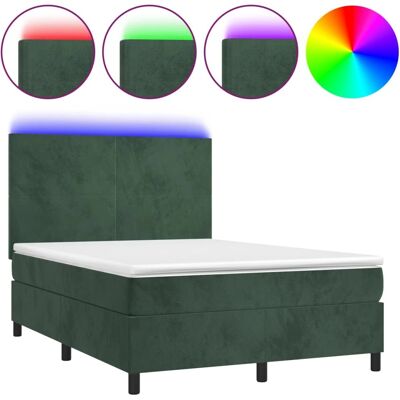 VIDAXL Dunkelgrünes Samtbetten mit LED - Matratze 140x190cm VIDAXL Dunkelgrünes Samtbetten mit LED - Matratze 140x190cm