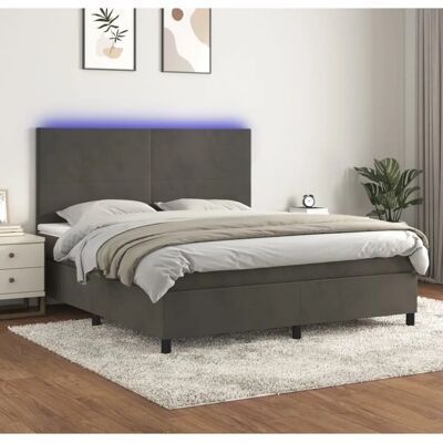 MAISON CHIC Donkergrijze Fluwelen Bed met LED MAISON CHIC Donkergrijze Fluwelen Bed met LED