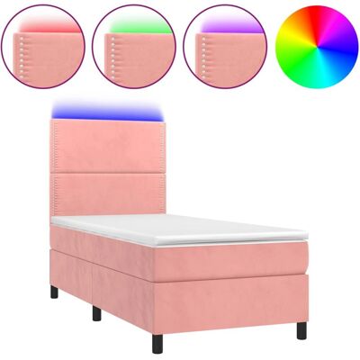 vidaXL Bett mit LED - 80x200 cm, Rosa Samt, Modell: Flach vidaXL Bett mit LED - 80x200 cm, Rosa Samt, Modell: Flach