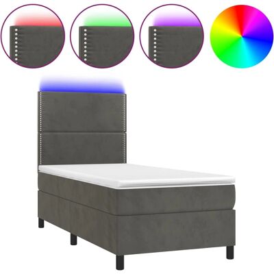 MAISONCHIC Bett mit Matratze und LED - Samtgrau 90x190cm MAISONCHIC Bett mit Matratze und LED - Samtgrau 90x190cm