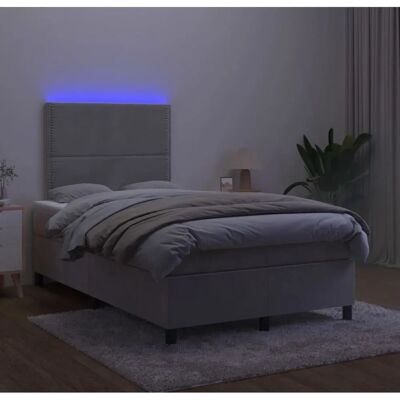MAISONCHIC Cama de Terciopelo Gris Claro con LED - Cama MAISONCHIC Cama de Terciopelo Gris Claro con LED - Cama