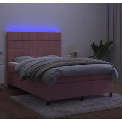 vidaXL Pink Velvet Bett mit Matratze & LED - Schlafzimmerzentrale vidaXL Pink Velvet Bett mit Matratze & LED - Schlafzimmerzentrale