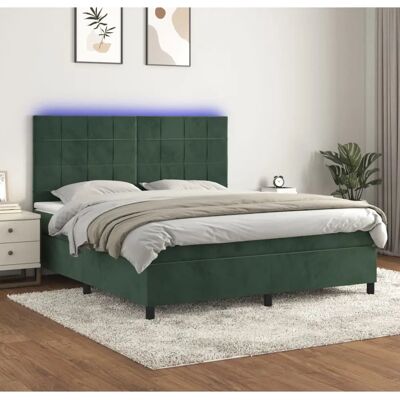 vidaXL Dunkelgrünes Samt-Bett mit LED - Bett vidaXL Dunkelgrünes Samt-Bett mit LED - Bett